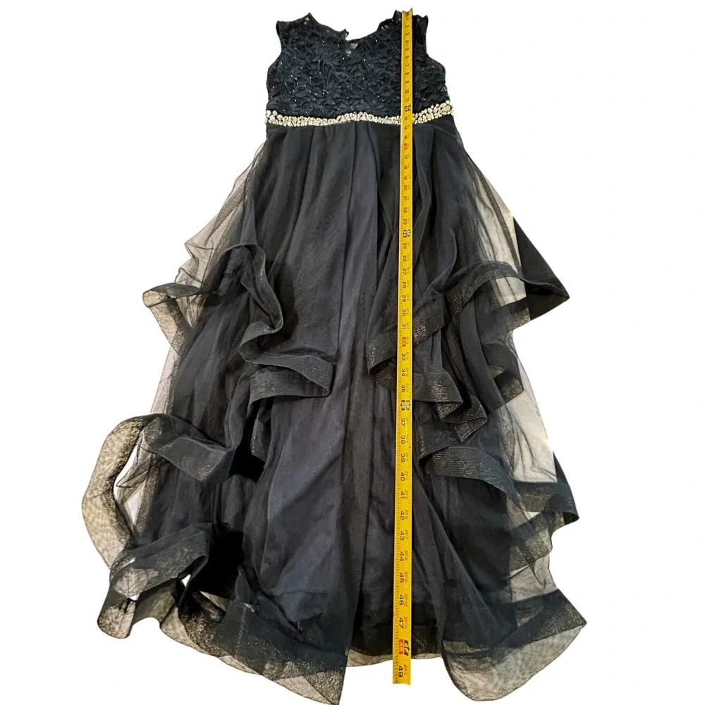 NEW Speechless Girls Navy Blue Lace Tulle Formal‎ Dress Rhinestone Belt 16.5